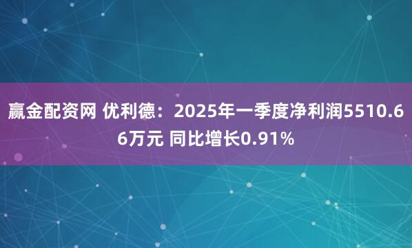赢金配资网 优利德：2025年一季度净利润5510.66万元 同比增长0.91%